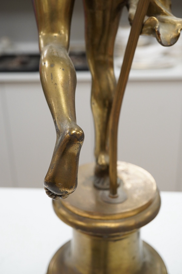 A 20th century brass figural table lamp, 81cm to top of figure